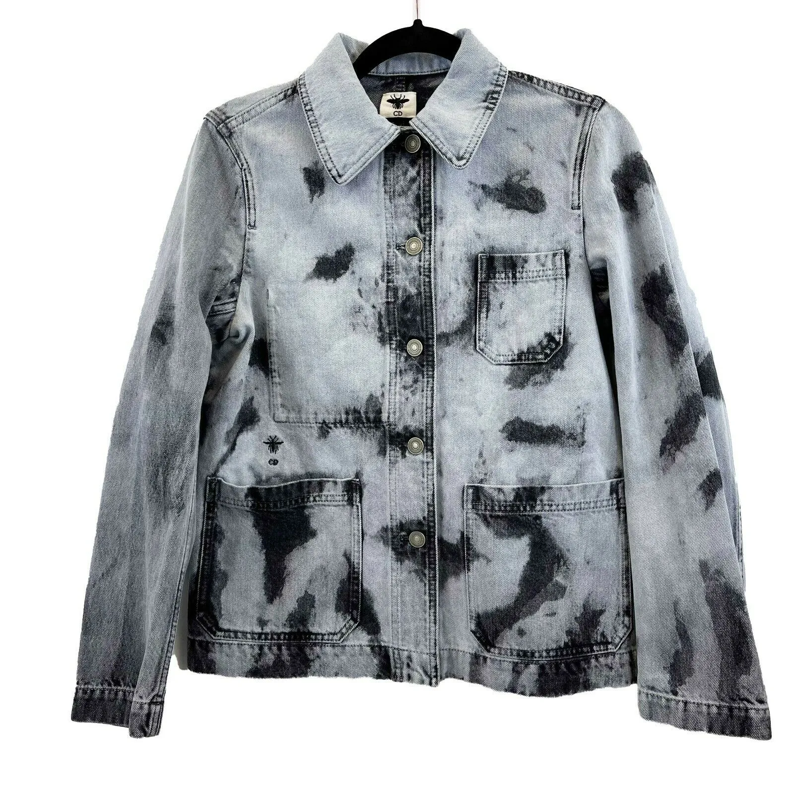 Christian Dior - SS 2020 Bleached Denim Jacket - Blue / Black - S 34 US 2 - NWT