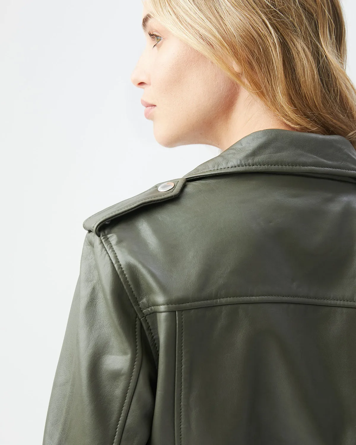 CLASSIC LEATHER BIKER IN GREEN