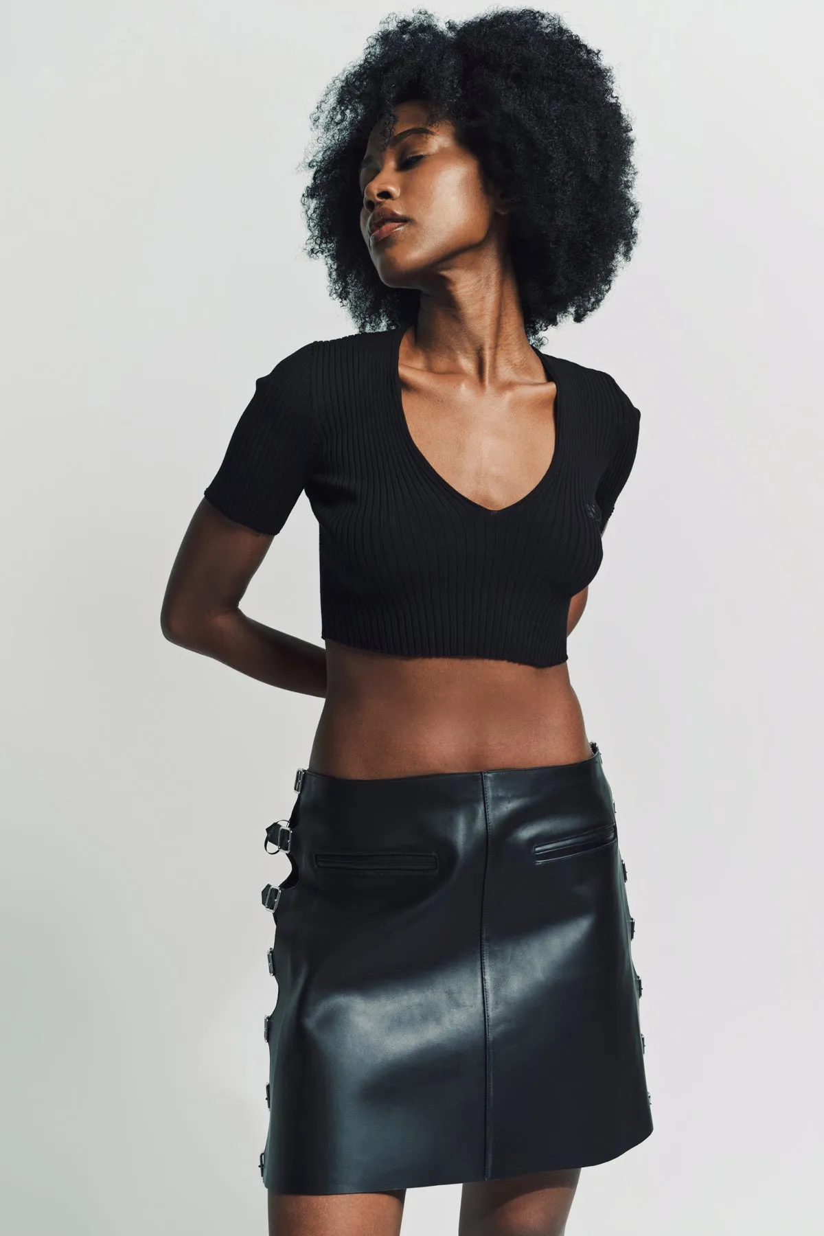 COURRÈGES | SANGLE LEATHER MINI SKIRT