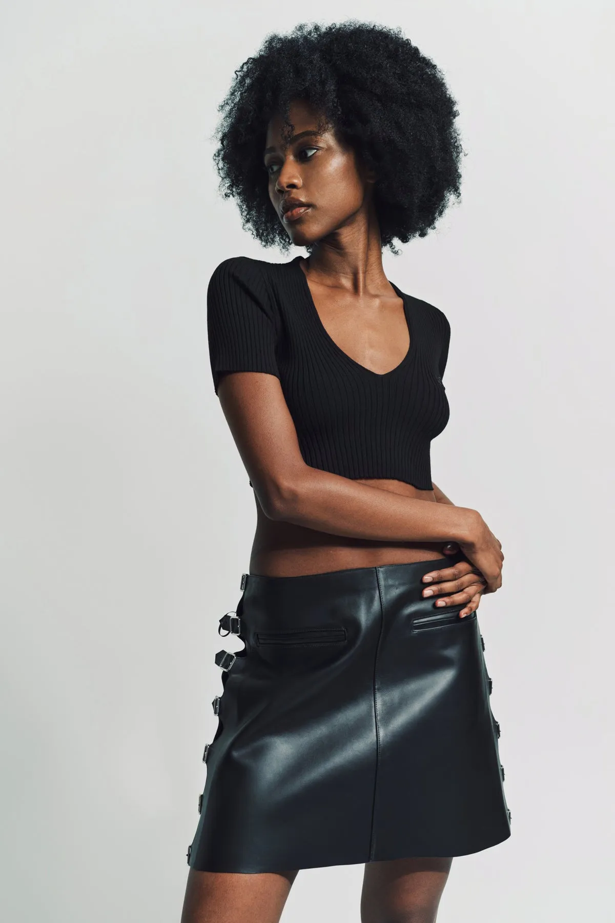 COURRÈGES | SANGLE LEATHER MINI SKIRT