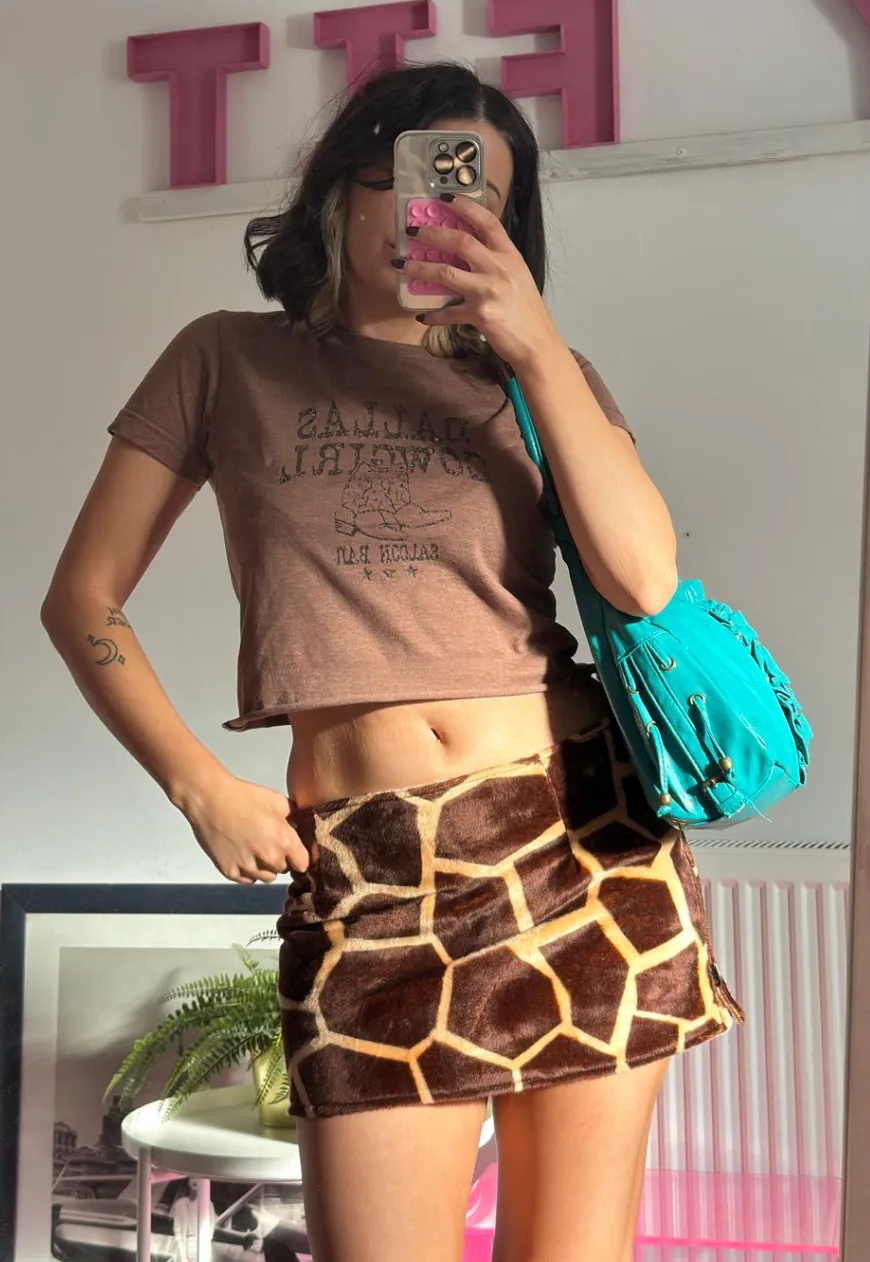 COW/GIRAFFE REVERSIBLE MINI SKIRT