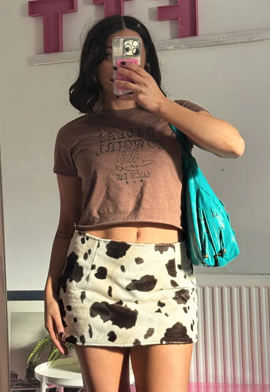 COW/GIRAFFE REVERSIBLE MINI SKIRT