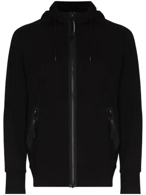 C.P. Company Diagonal Raised Fleece Goggle Jacket in Black