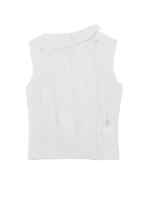 CRUSH PLAIN STITCH CRUSHED SLEEVELESS KNIT