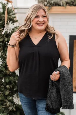 Cute By Design V-Neck Sleeveless Top- Black