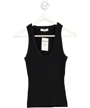 De Rococo Black Ribbed Knit V Neck Vest UK S