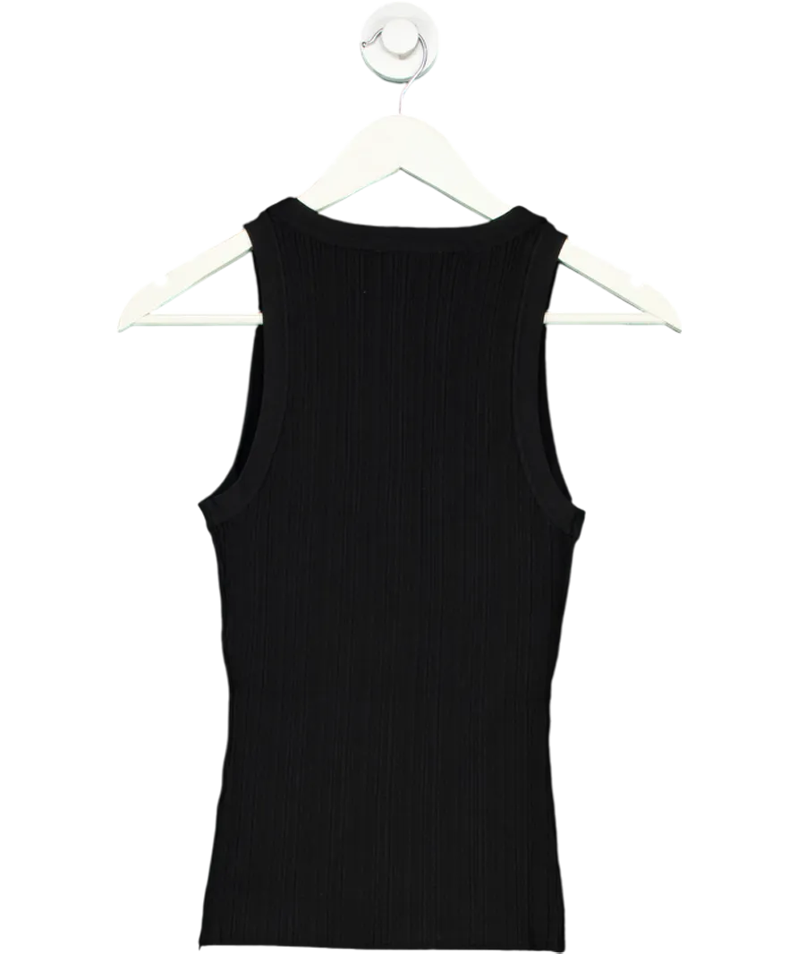 De Rococo Black Ribbed Knit V Neck Vest UK S