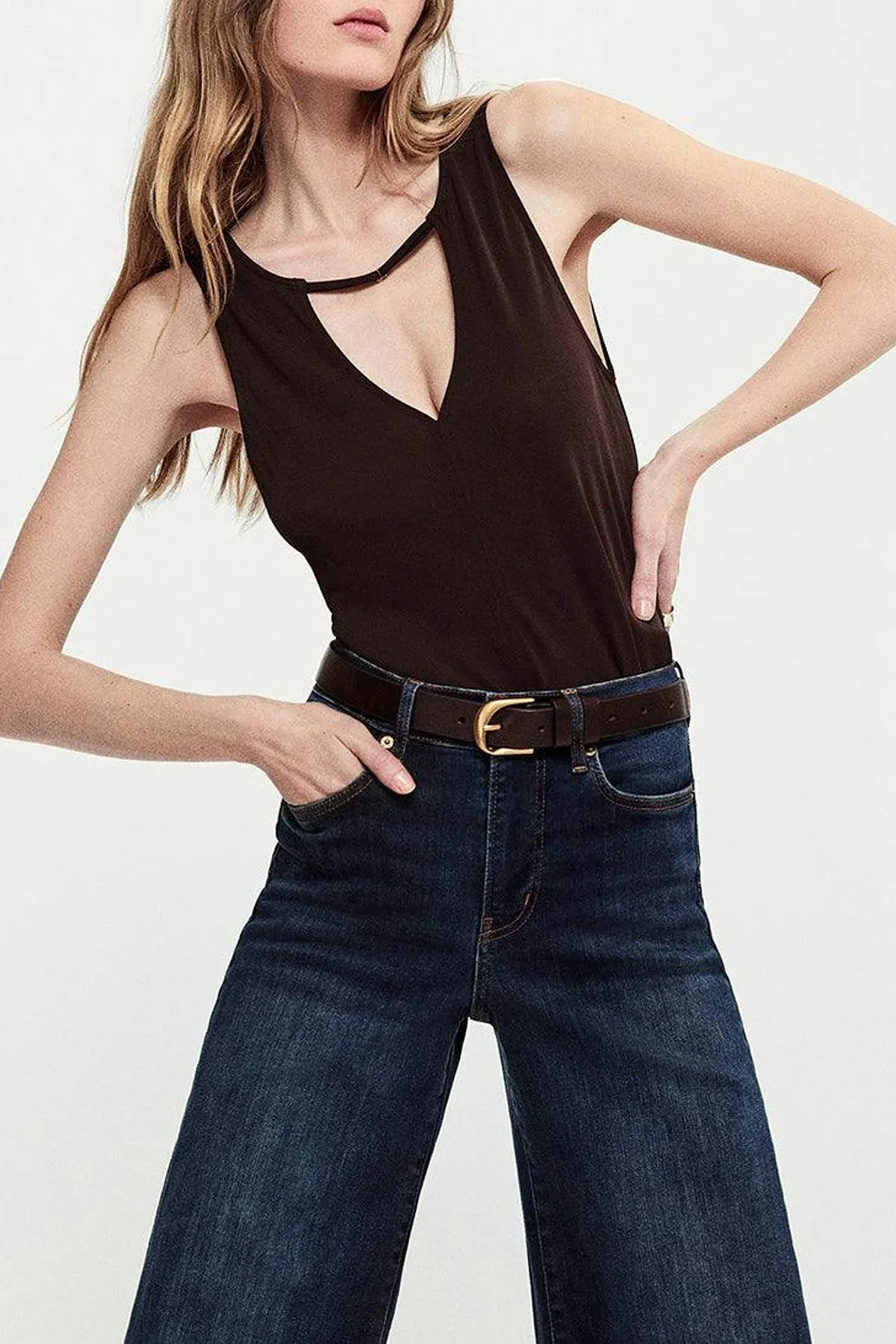 Deep V Tank in Chocolate Brown