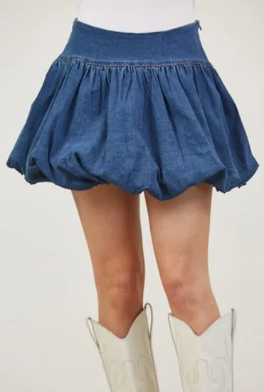 Denim Bubble Mini Skirt