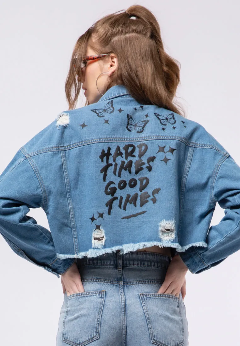 Denim Jacket with Print Details