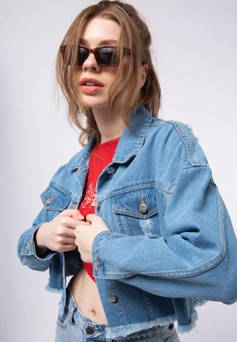 Denim Jacket with Print Details