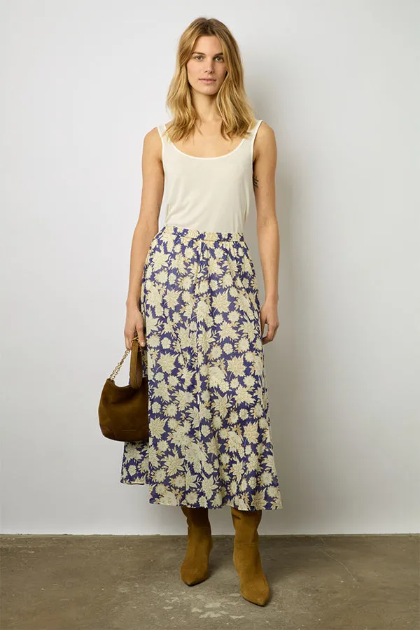 DOROTHY PURPLE FLORAL PRINT COTTON VOILE SKIRT
