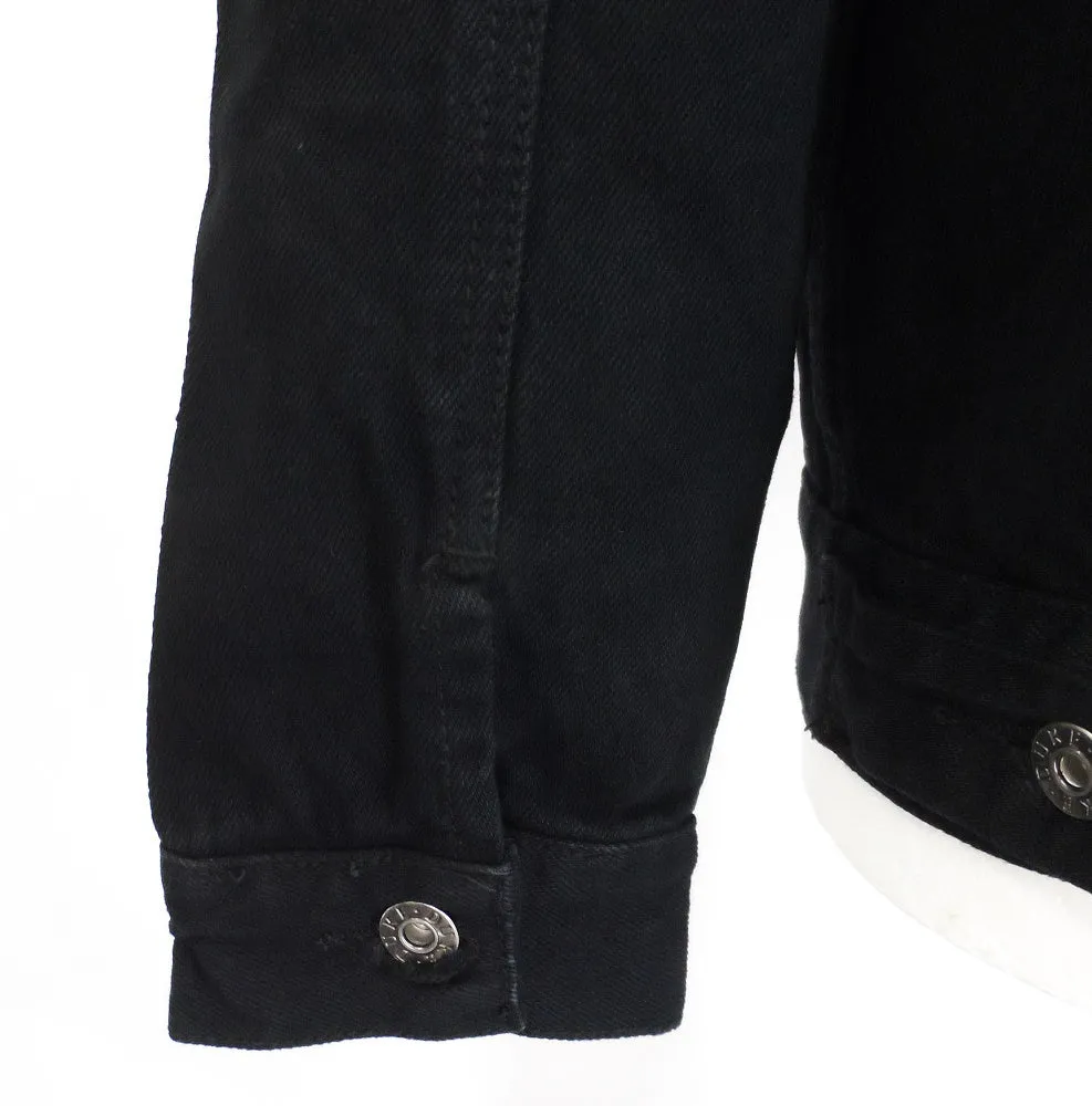 Duke Black Retro Mod Biker Denim Trucker Jacket