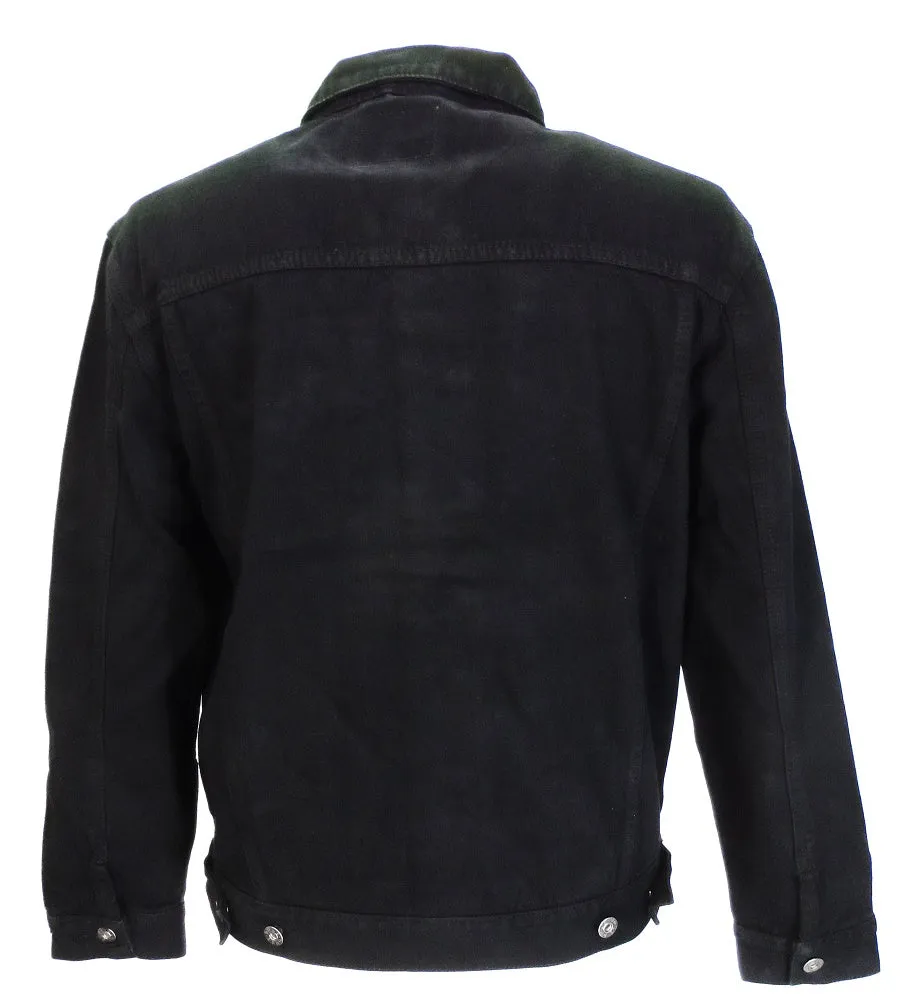 Duke Black Retro Mod Biker Denim Trucker Jacket