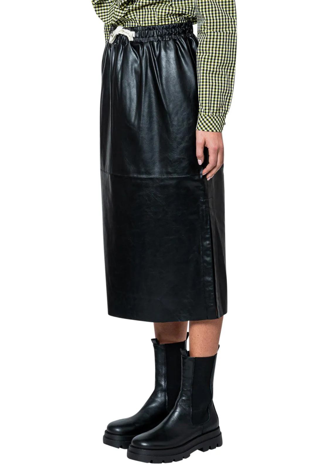 Eco-leather midi-skirt