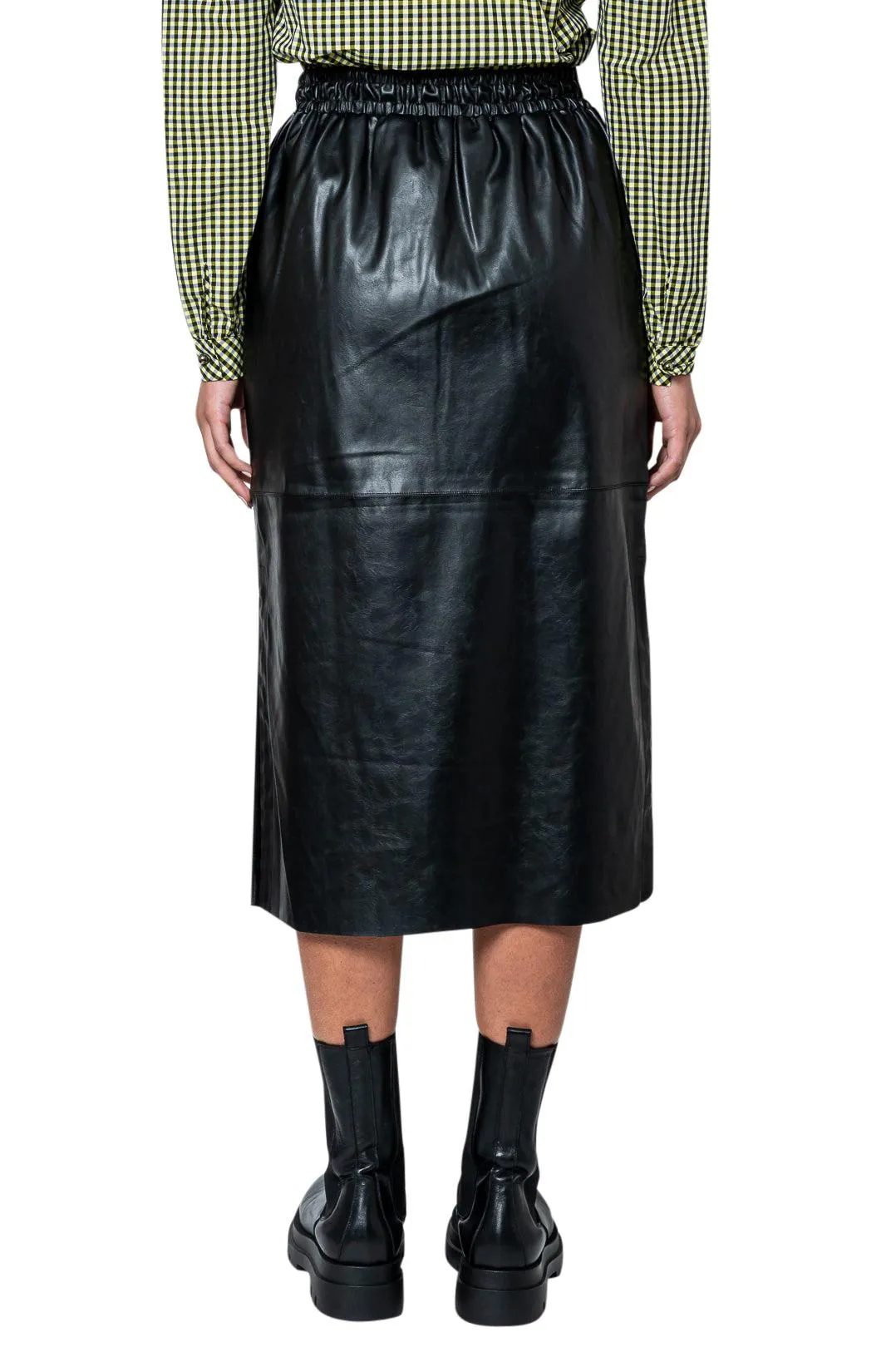 Eco-leather midi-skirt