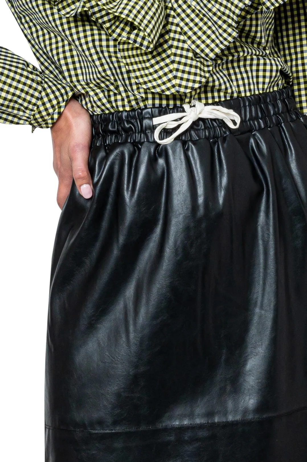 Eco-leather midi-skirt