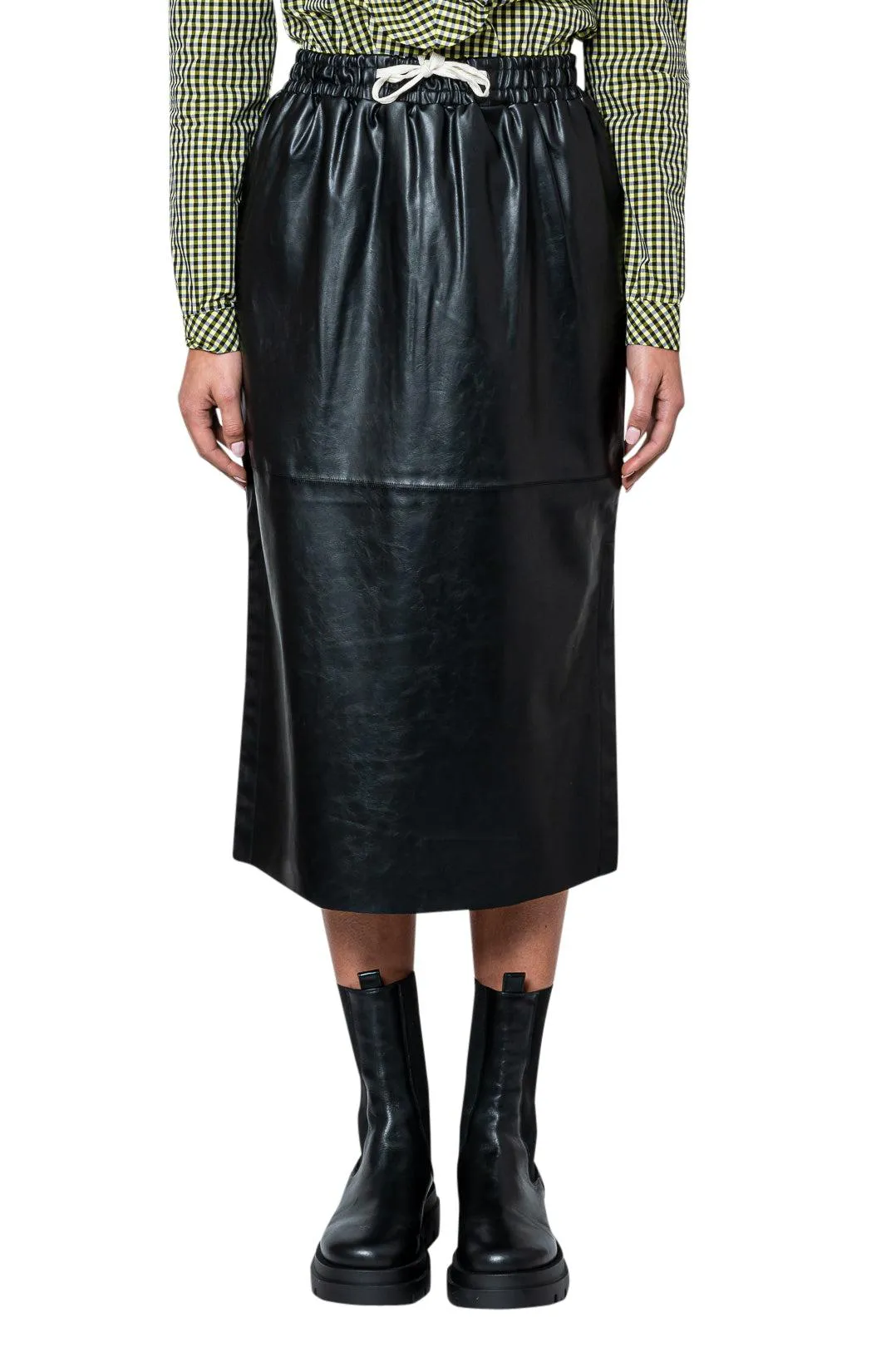 Eco-leather midi-skirt