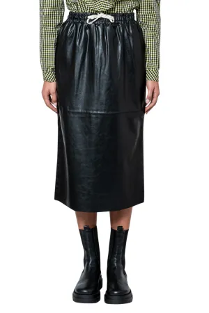 Eco-leather midi-skirt