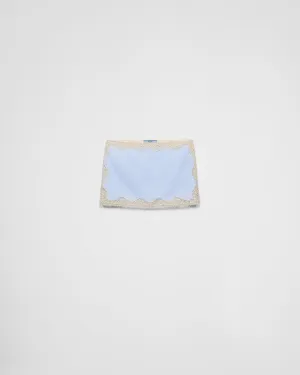 Embroidered, Lace-Trimmed Linen Miniskirt
