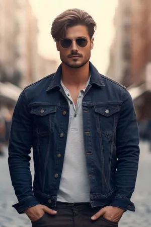 Evergreen Denim Jacket-Dark Blue