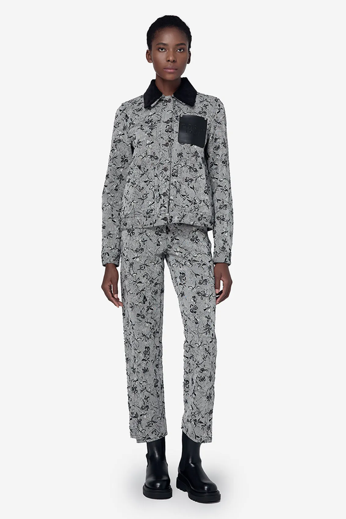FLORAL DENIM JACQUARD JACKET