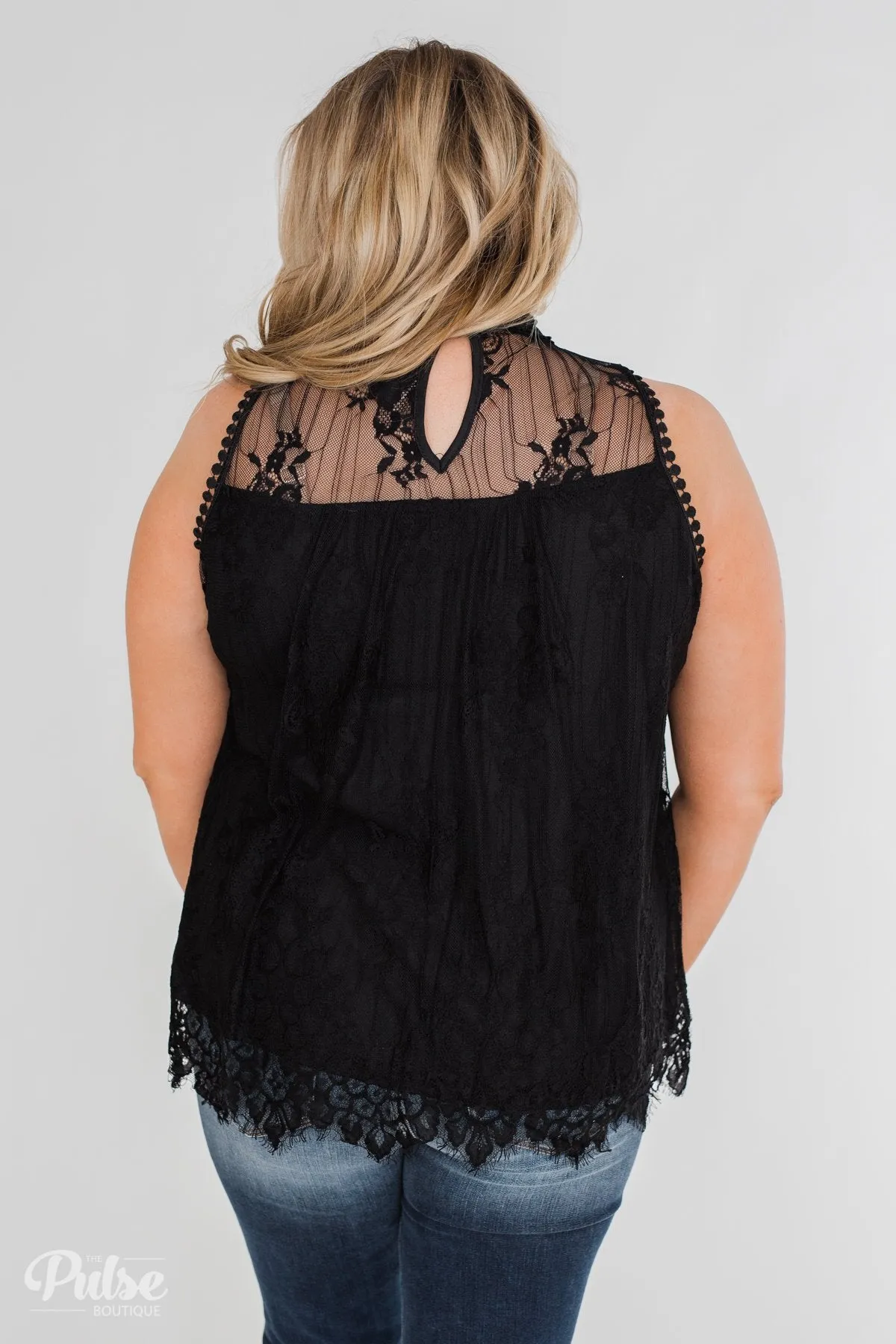 Forever By My Side Lace Tank Top- Black