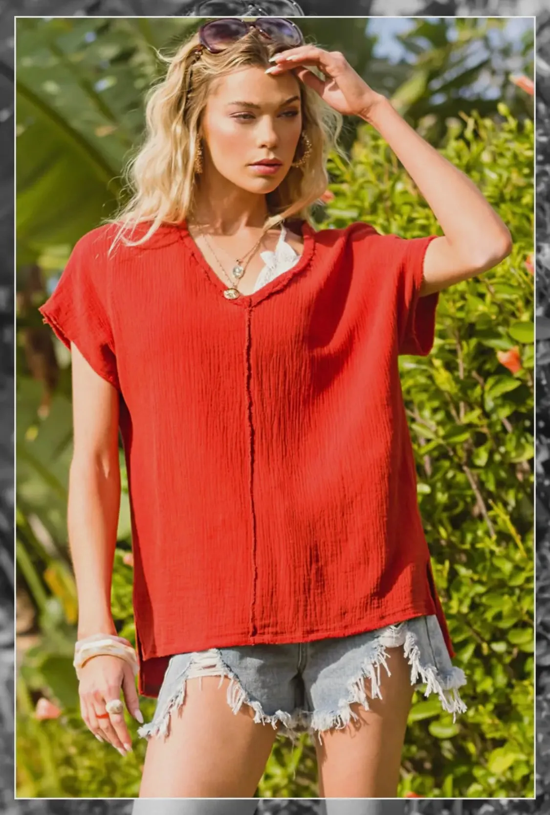 Gauze V-Neck Tunic