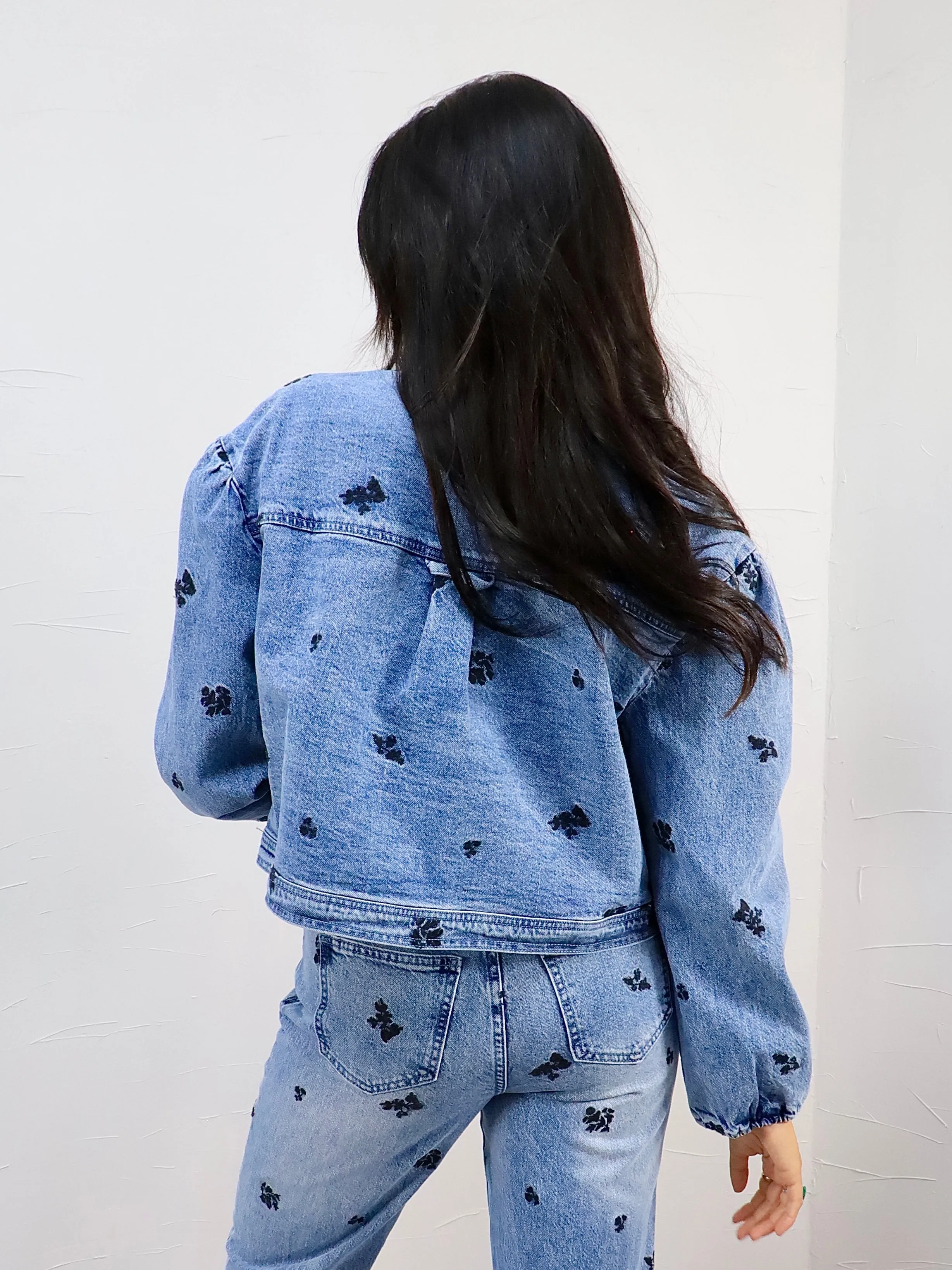 Giving Floral Denim Jacket