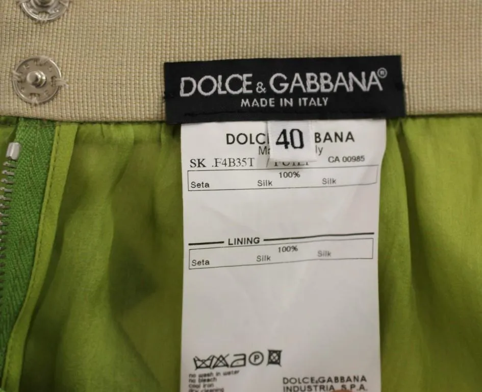 Green Silk Above Knees Full Skirt