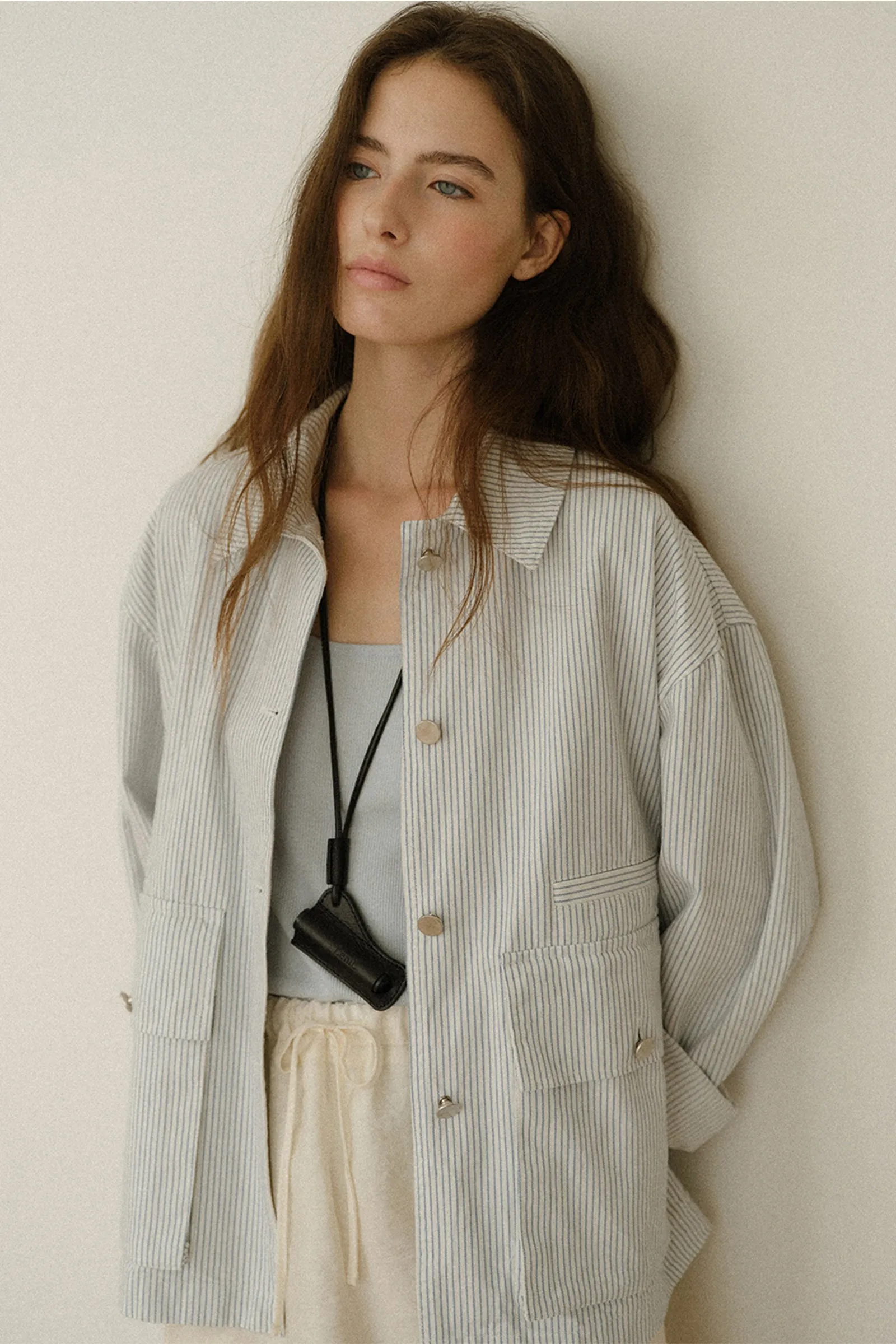 HENSON WASHED JACKET_STRIPE BLUE