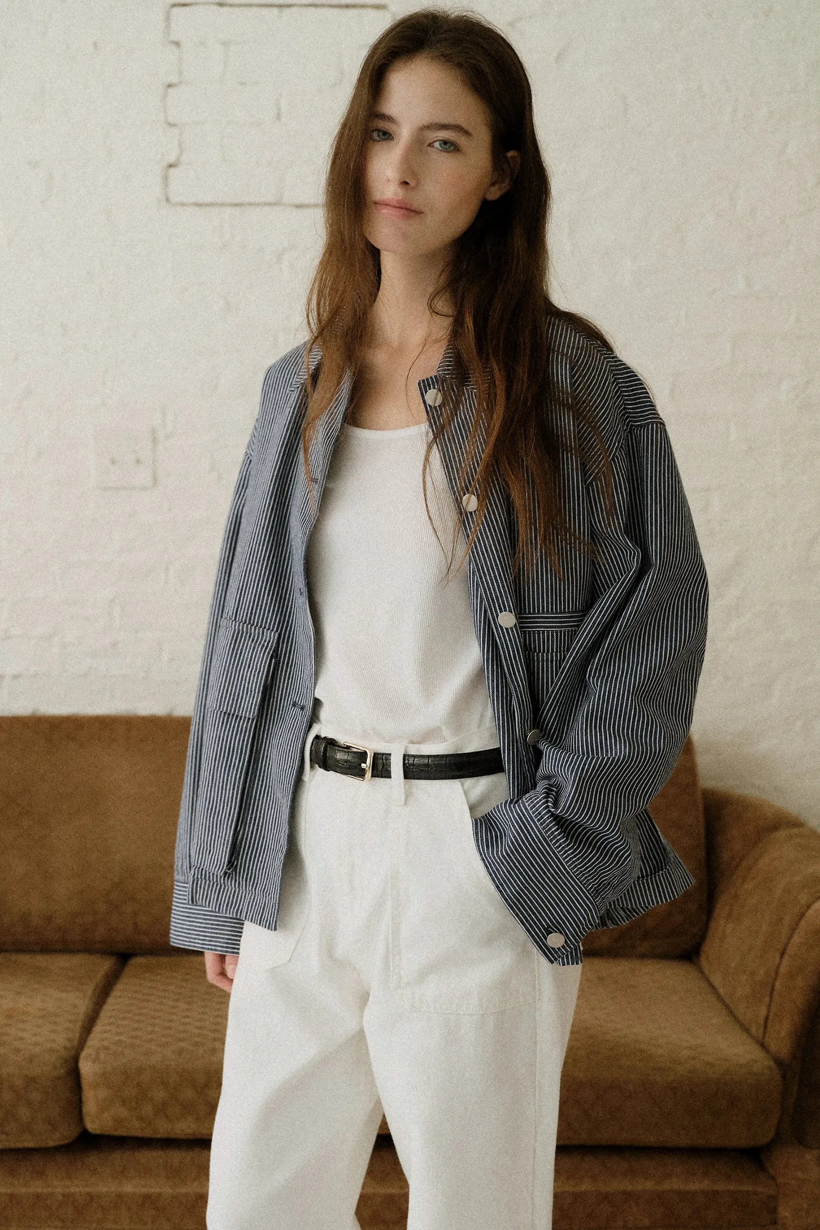 HENSON WASHED JACKET_STRIPE NAVY