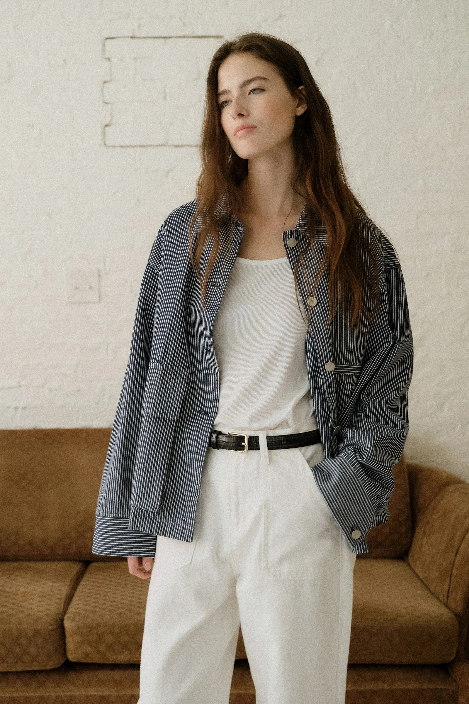 HENSON WASHED JACKET_STRIPE NAVY