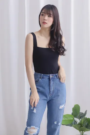 Hera Square Neck Bodysuit In Black