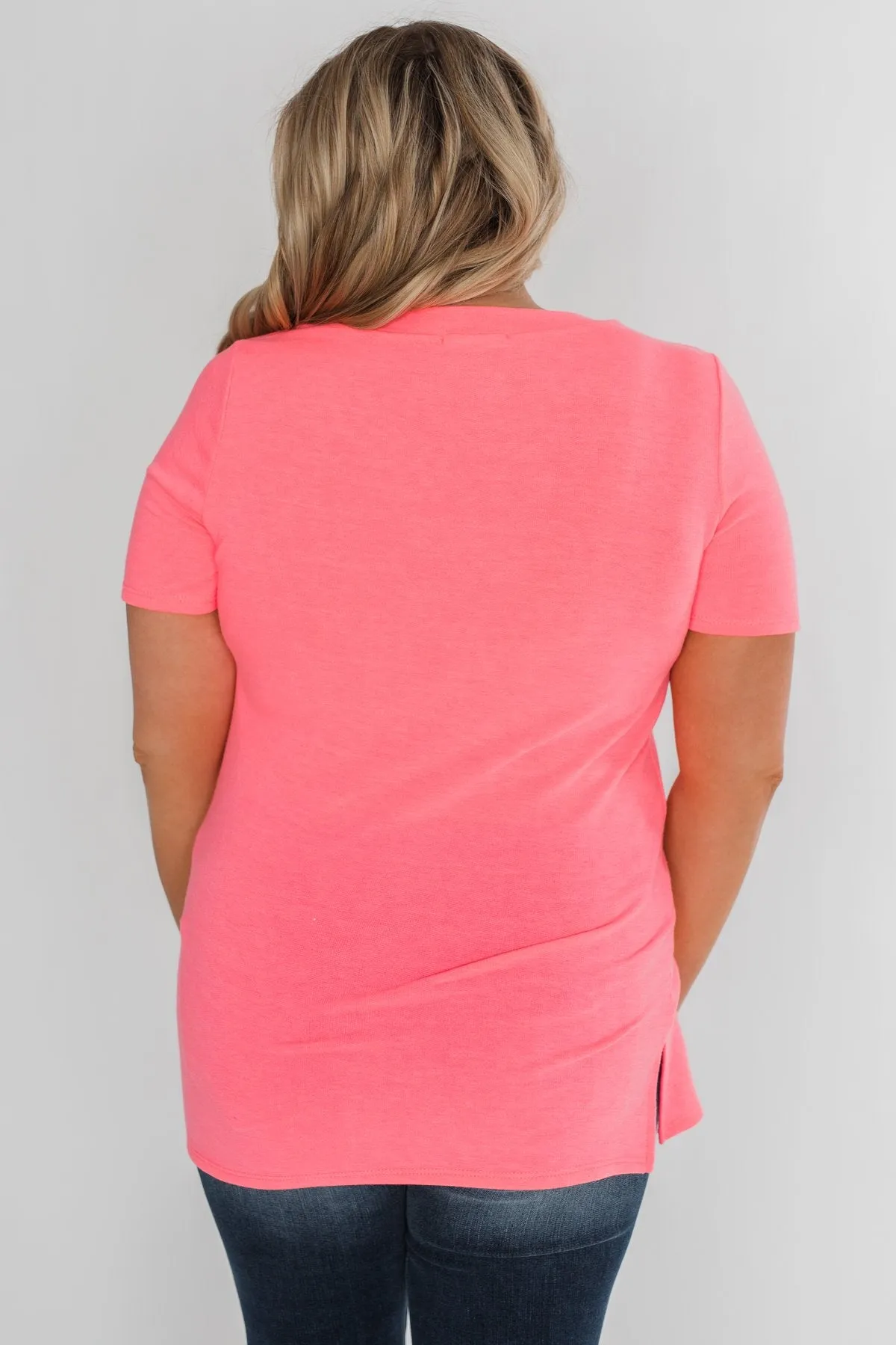 Hint of Leopard Short Sleeve Top - Bright Pink