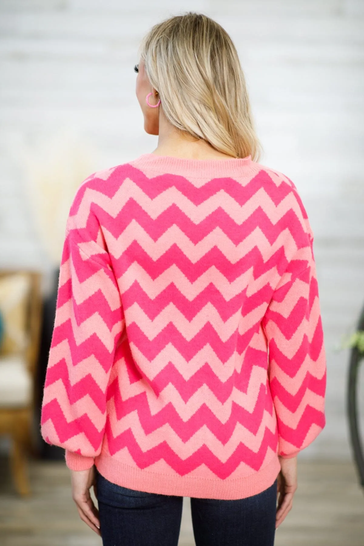 Hot Pink Chevron Sweater