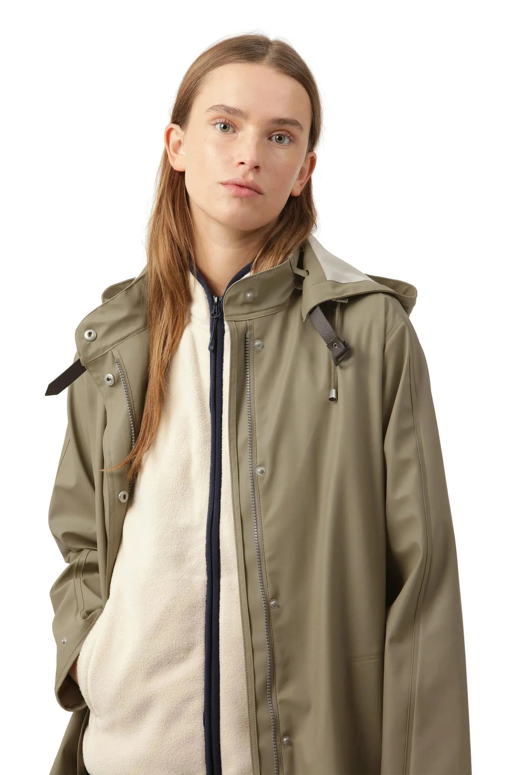 Ilse Jacobsen Rain71 Detachable Hood Raincoat Covert Green