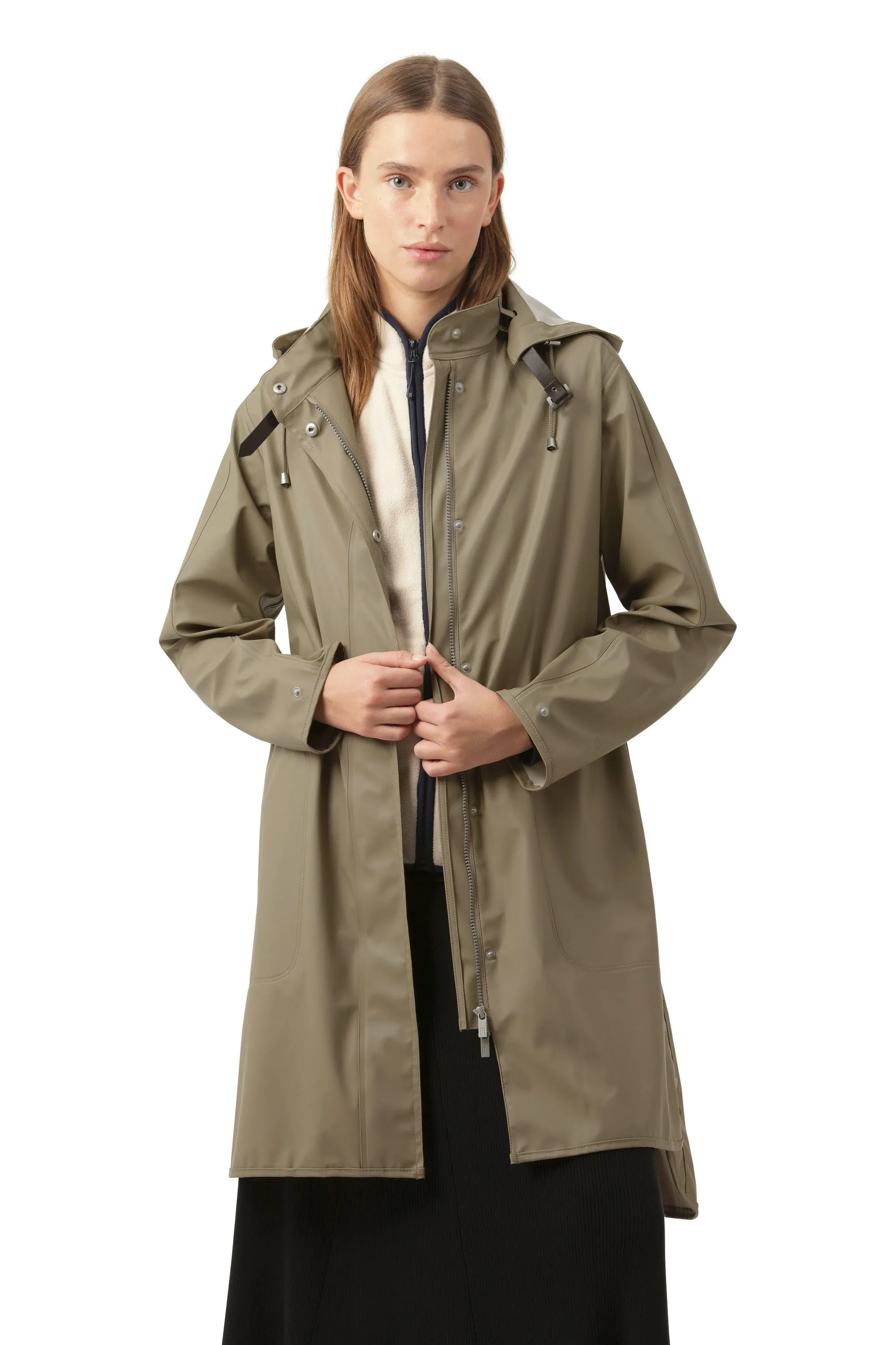 Ilse Jacobsen Rain71 Detachable Hood Raincoat Covert Green