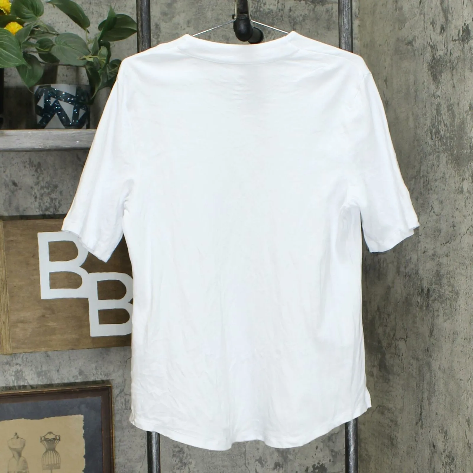 Isaac Mizrahi Live! Women's Essentials V Neck Elbow Sleeve Tunic Top White Large