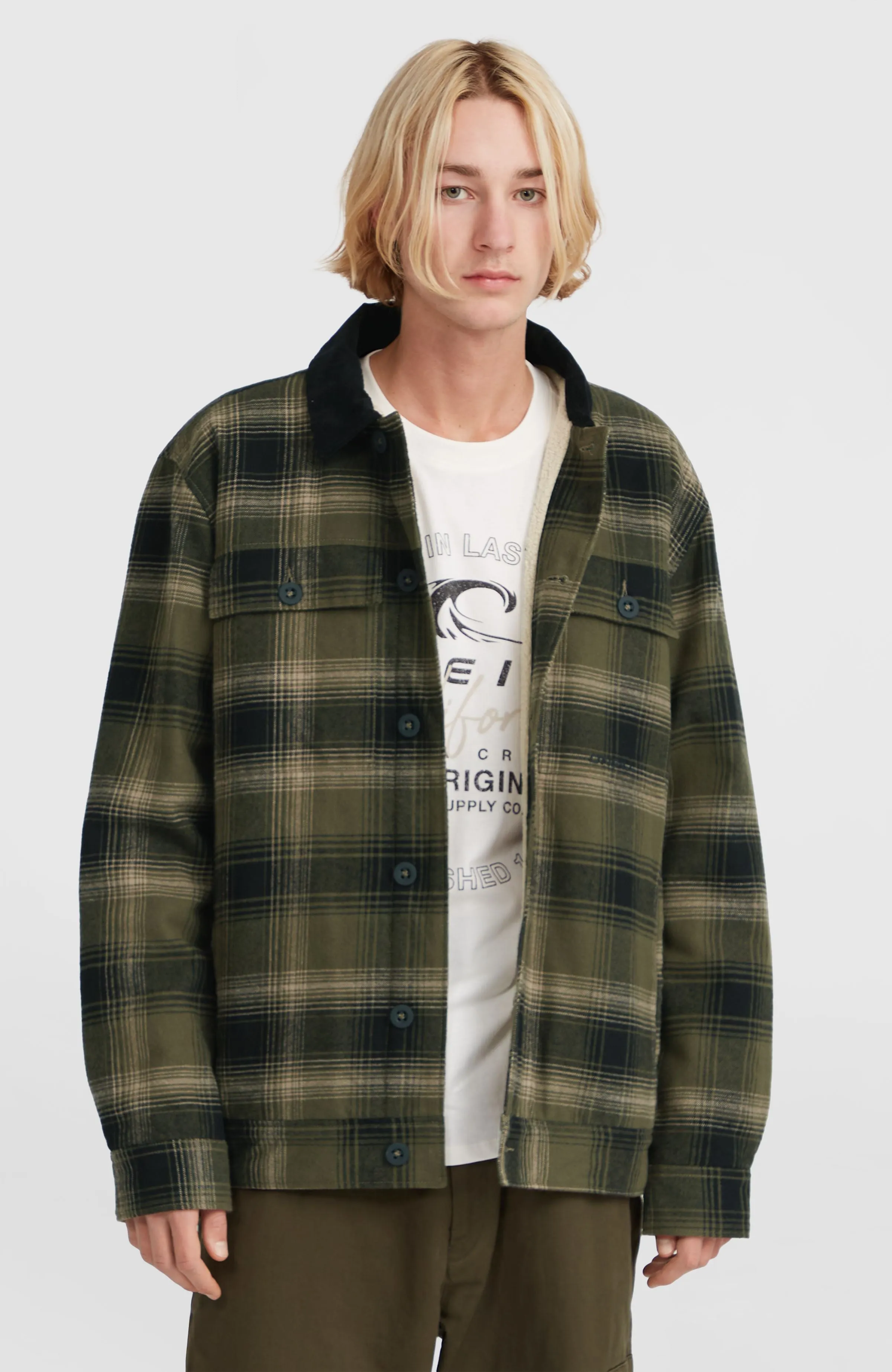 Jacke mit Fleecefutter | Green Check Small