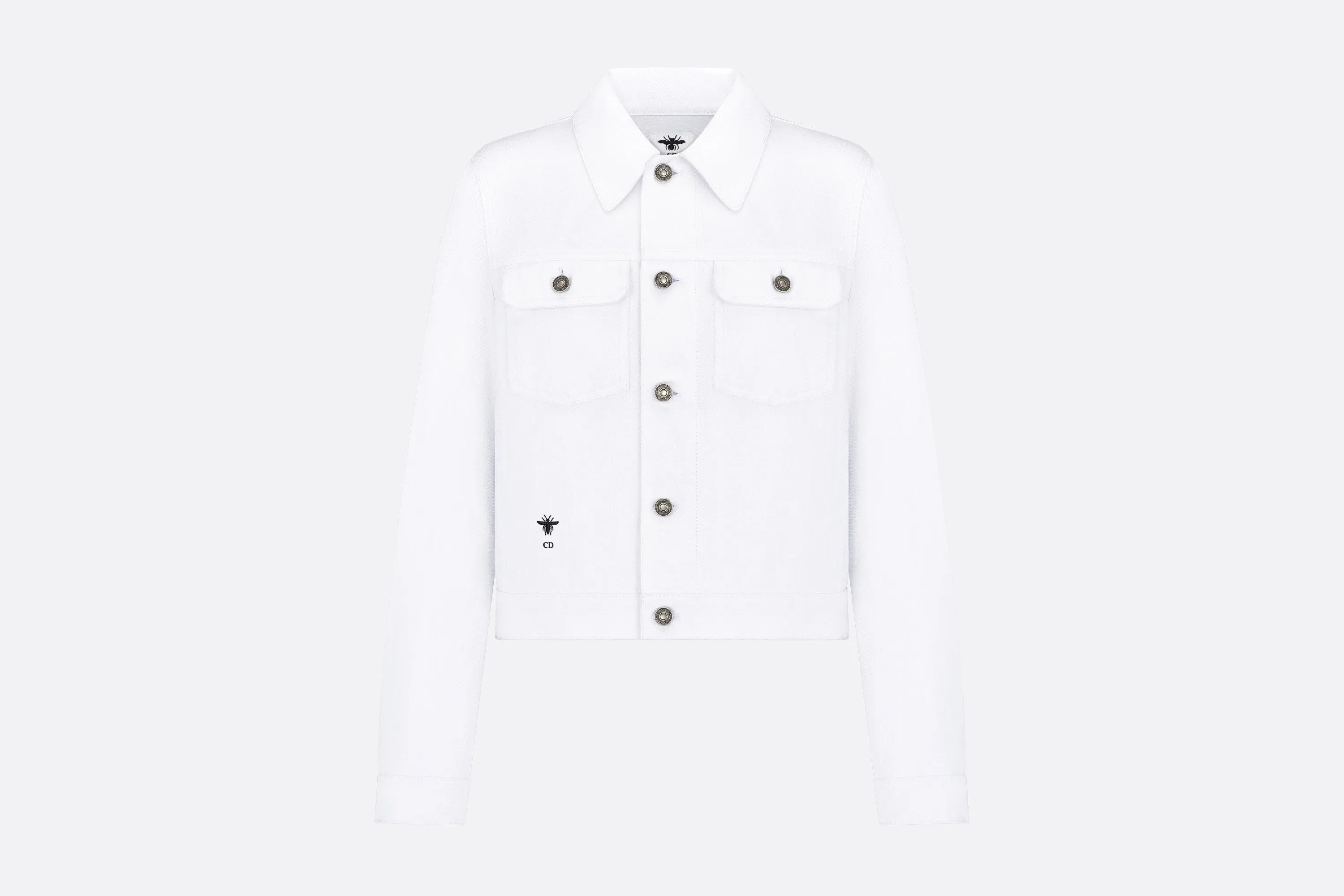 Jacket • White Cotton Denim with Multicolor Dragon Motif