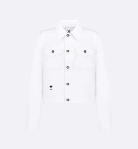 Jacket • White Cotton Denim with Multicolor Dragon Motif