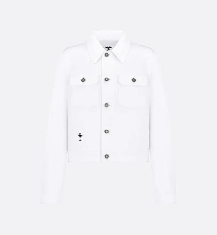 Jacket • White Cotton Denim with Multicolor Dragon Motif