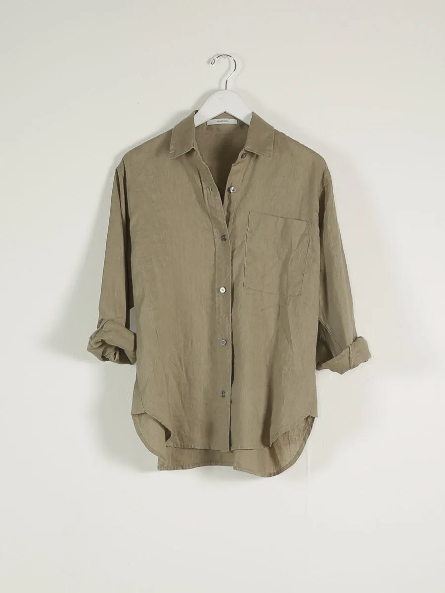 Jessie Shirt in French Linen - Olive