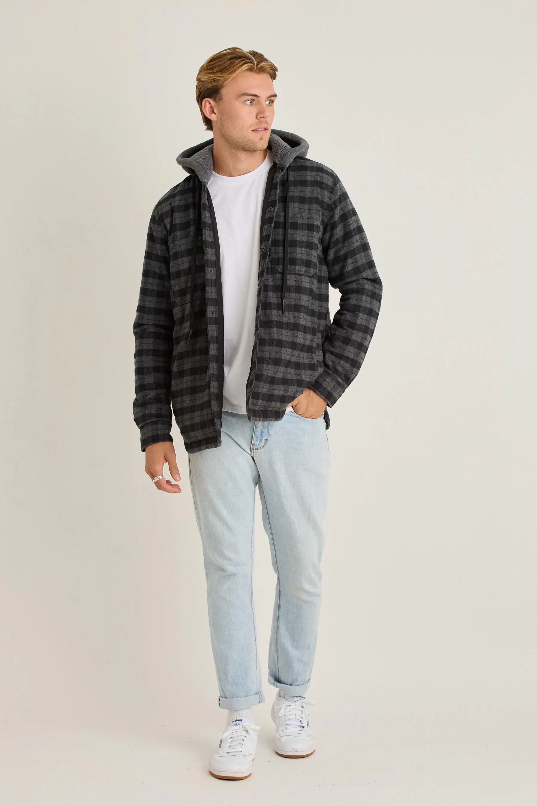 Jetpilot Quilted Sherpa Mens Jacket - Black