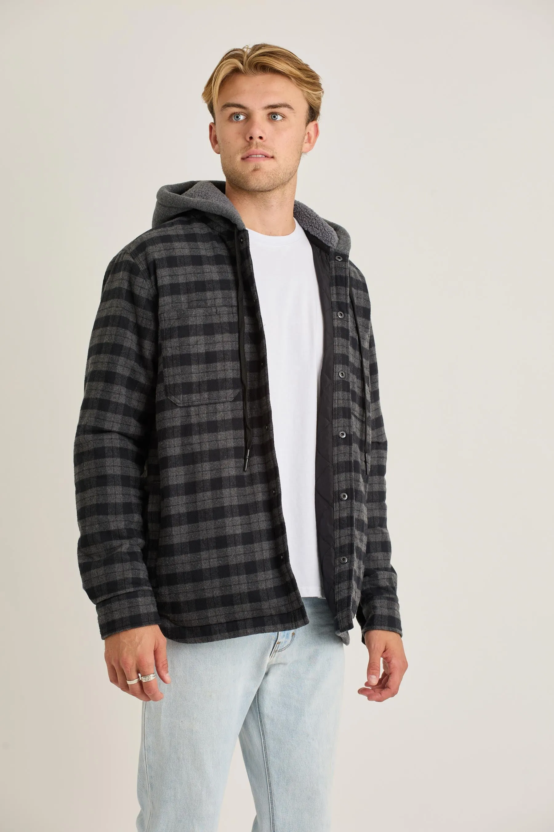 Jetpilot Quilted Sherpa Mens Jacket - Black