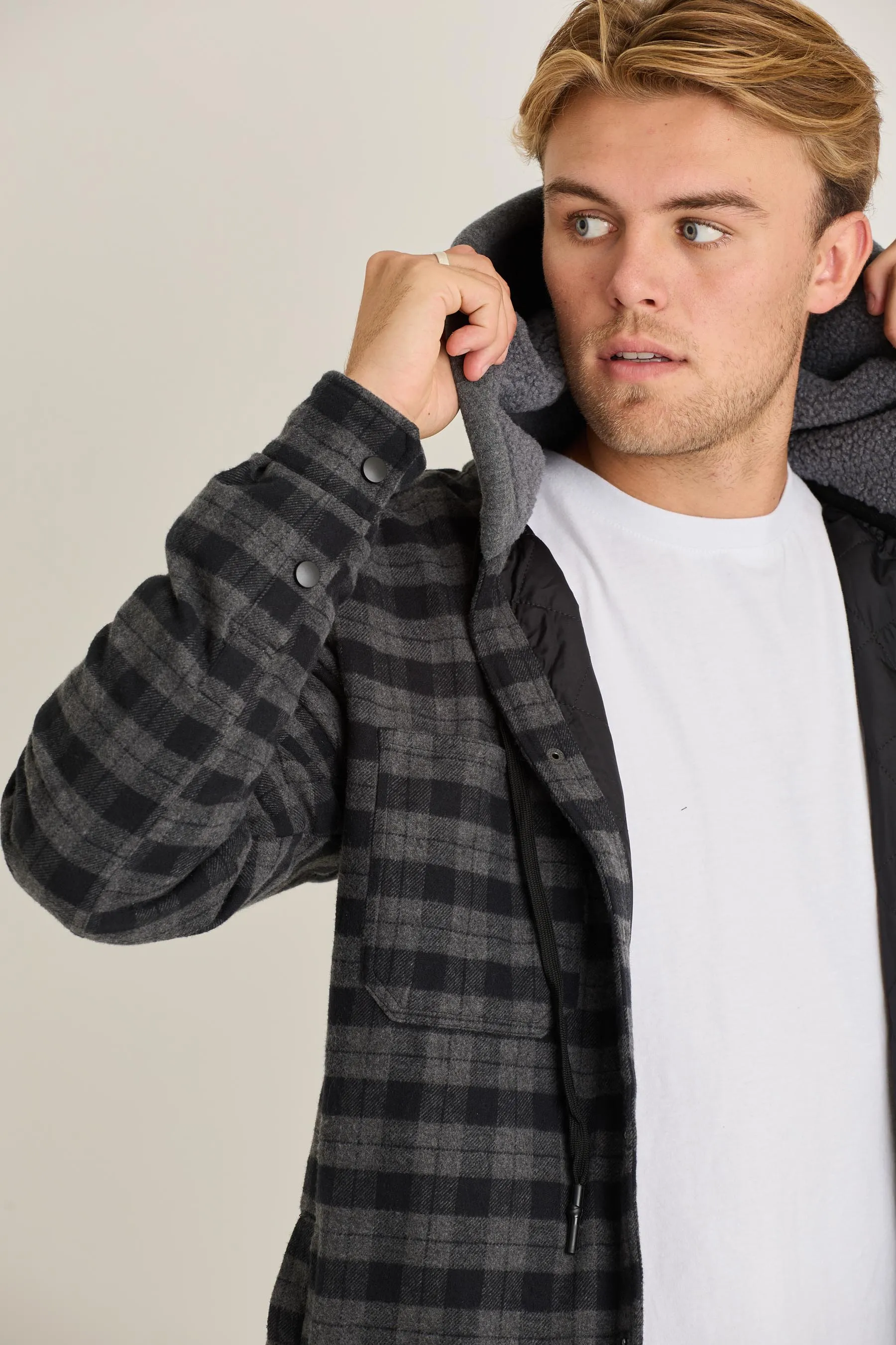 Jetpilot Quilted Sherpa Mens Jacket - Black