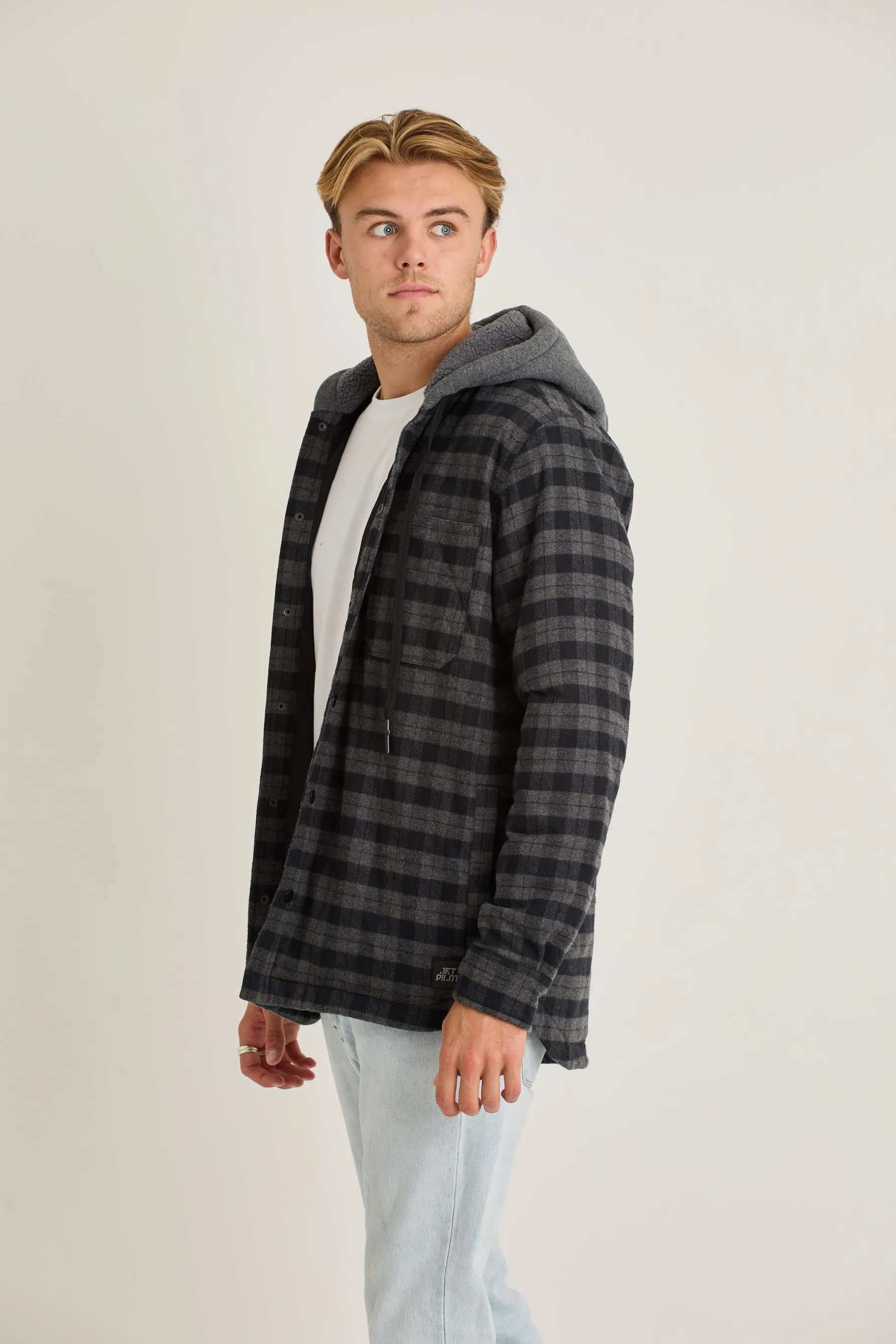 Jetpilot Quilted Sherpa Mens Jacket - Black
