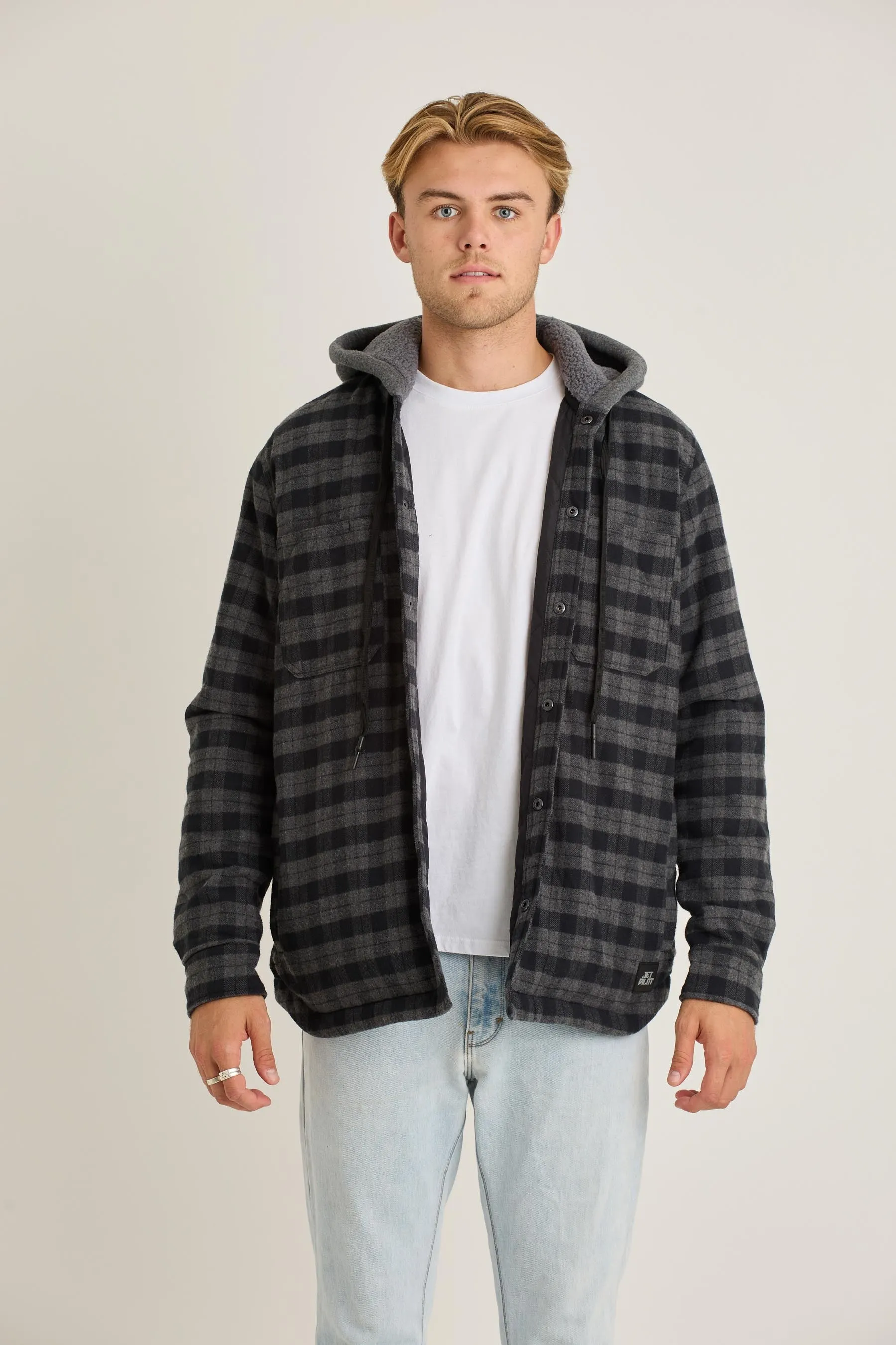 Jetpilot Quilted Sherpa Mens Jacket - Black