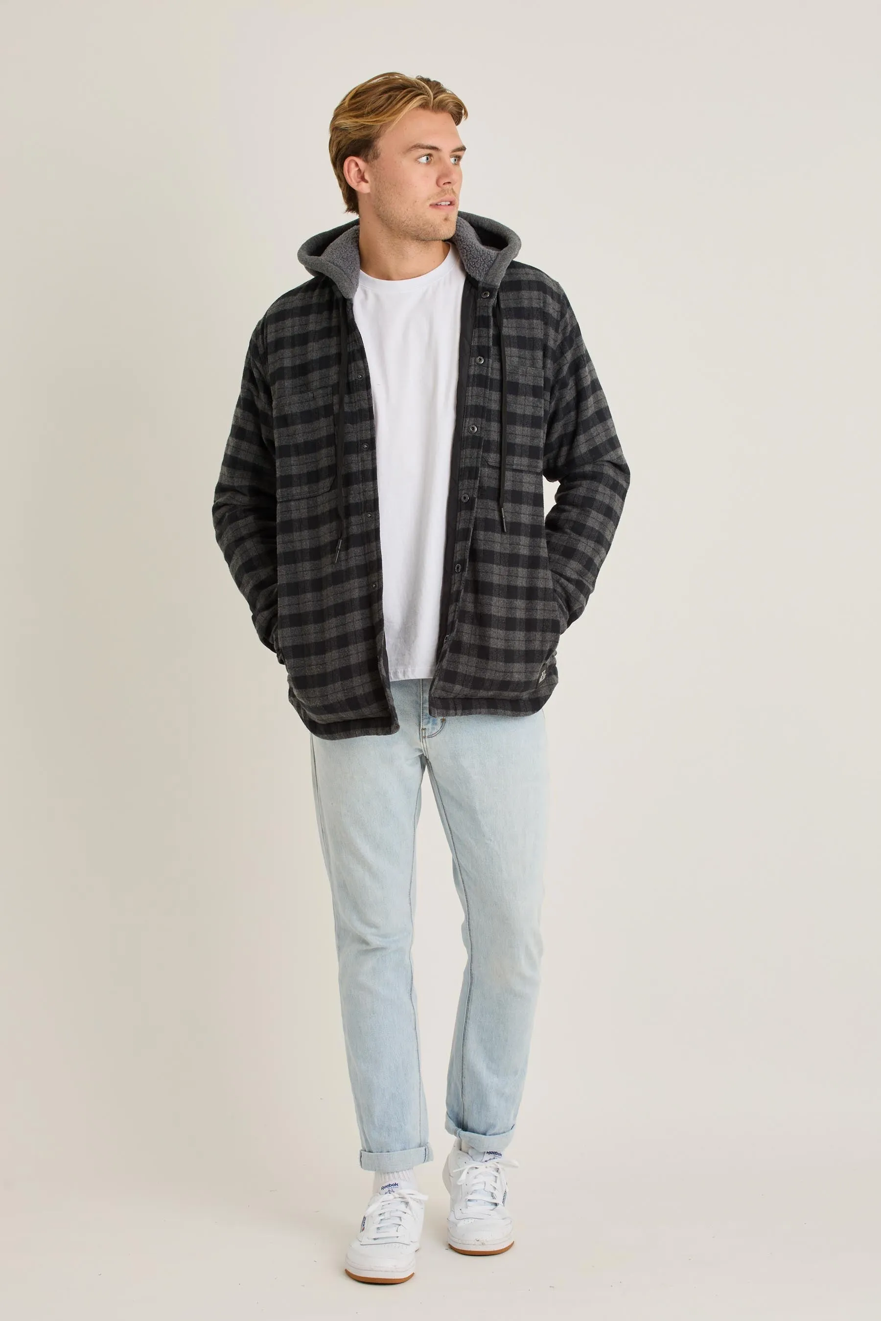 Jetpilot Quilted Sherpa Mens Jacket - Black